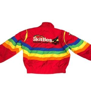Vintage Skittles rainbow NASCAR racing jacket.